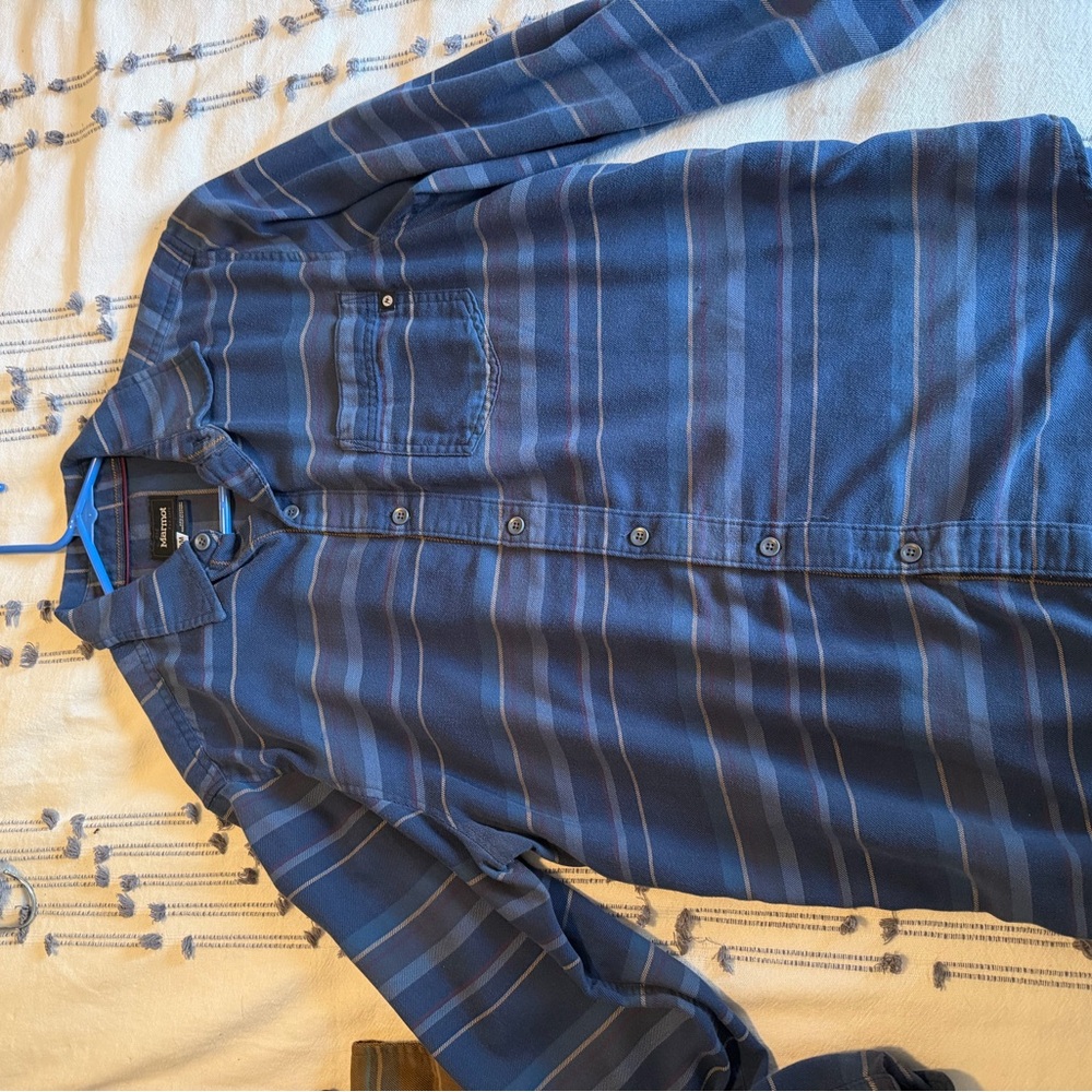 Marmot blue striped lightweight flannel